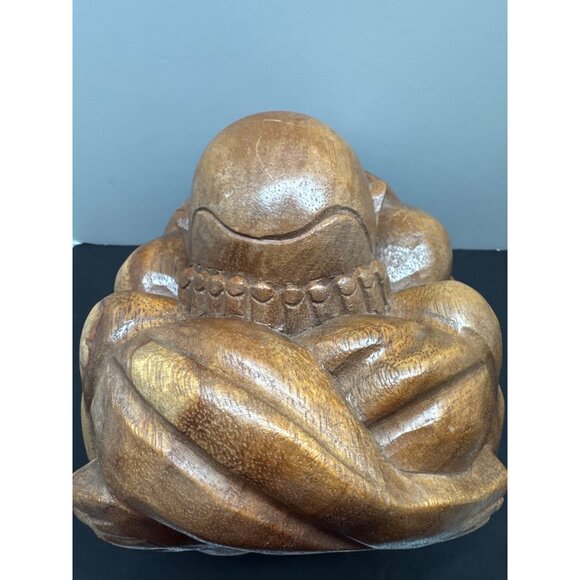 Hand-Carved Smooth Wooden Weeping Crying Buddah 8” Solid Yogi Sculpture Sorrowfu - Picture 8 of 11